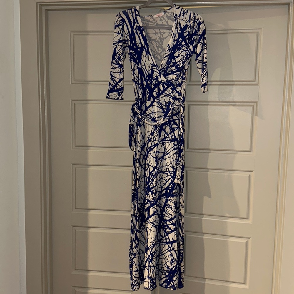 Blue and White Maxi Wrap Dress 🤍💙